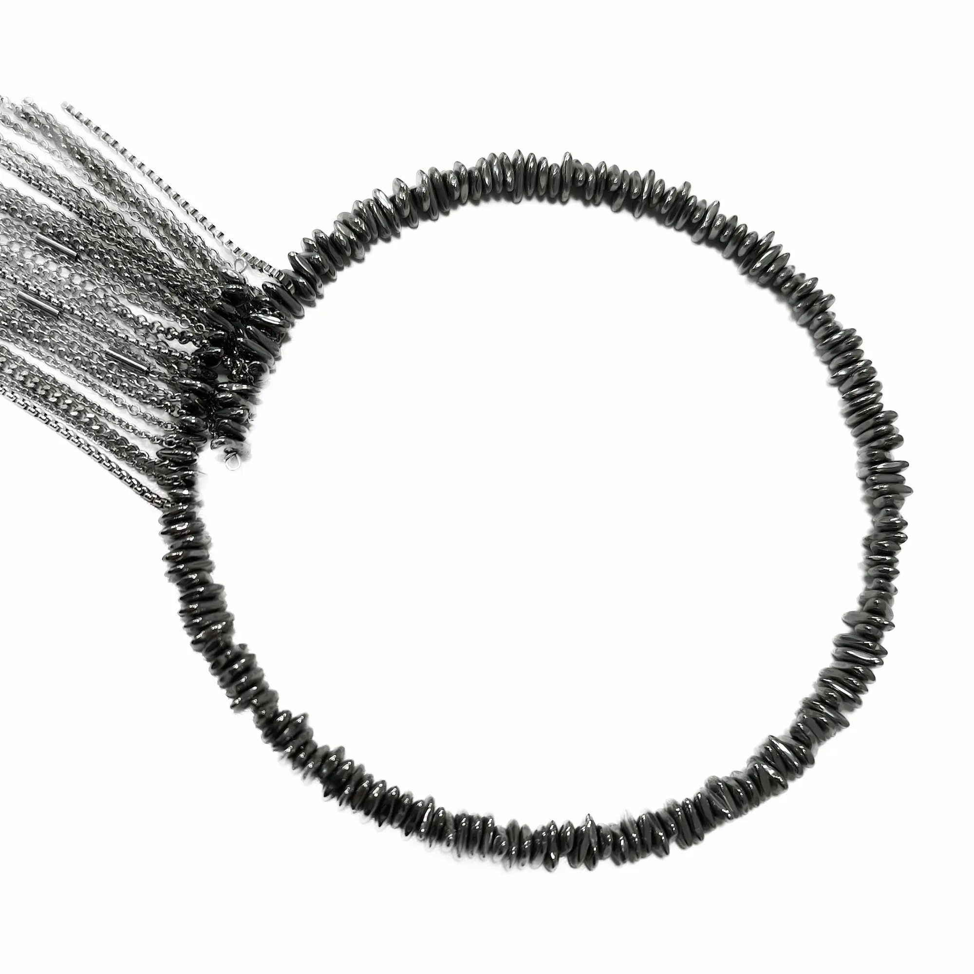 Asymmetric Chain Tassel Necklace - Silver Rain - Image 4