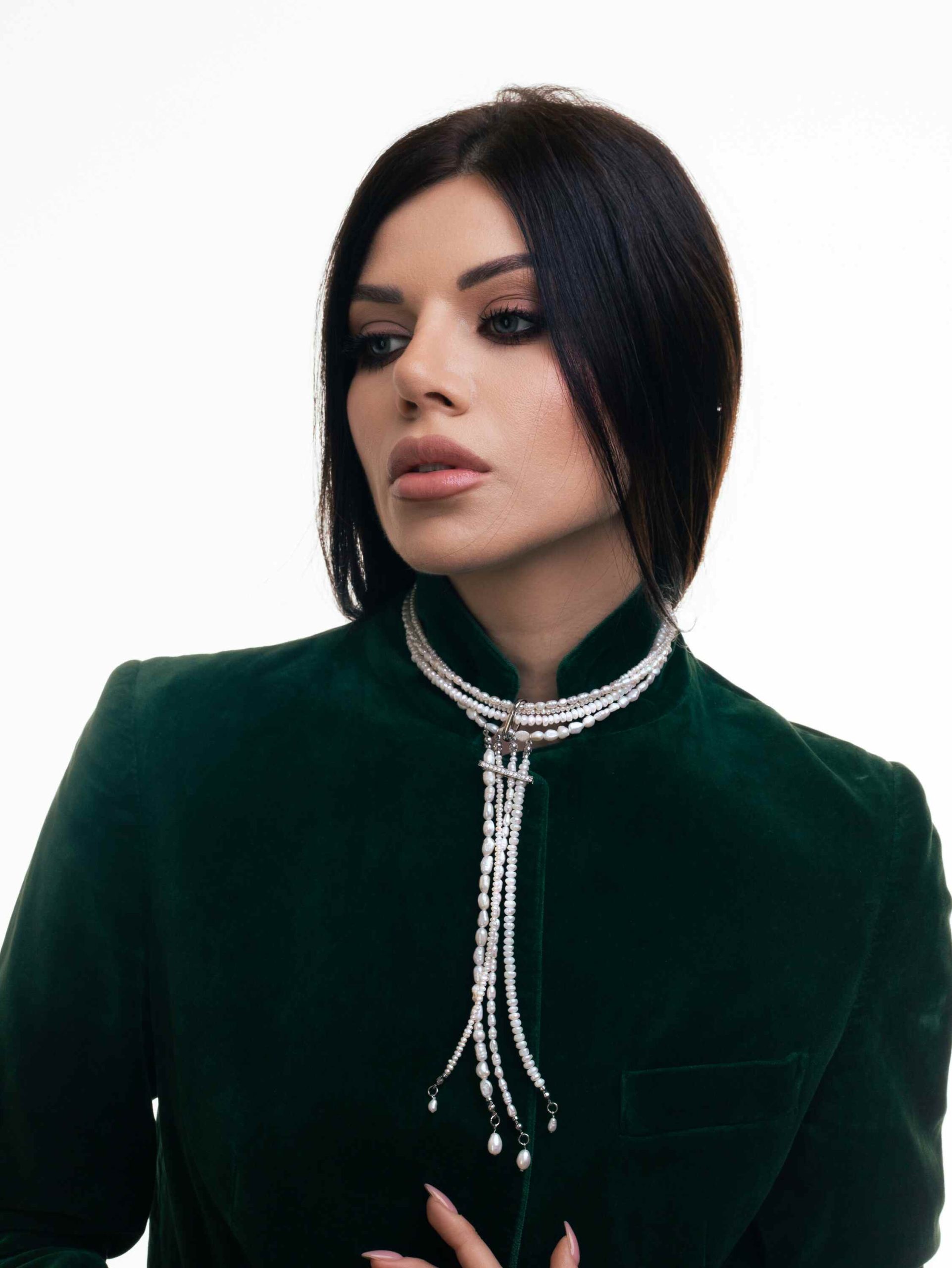 Multi-Strand Pearl Cascade Choker