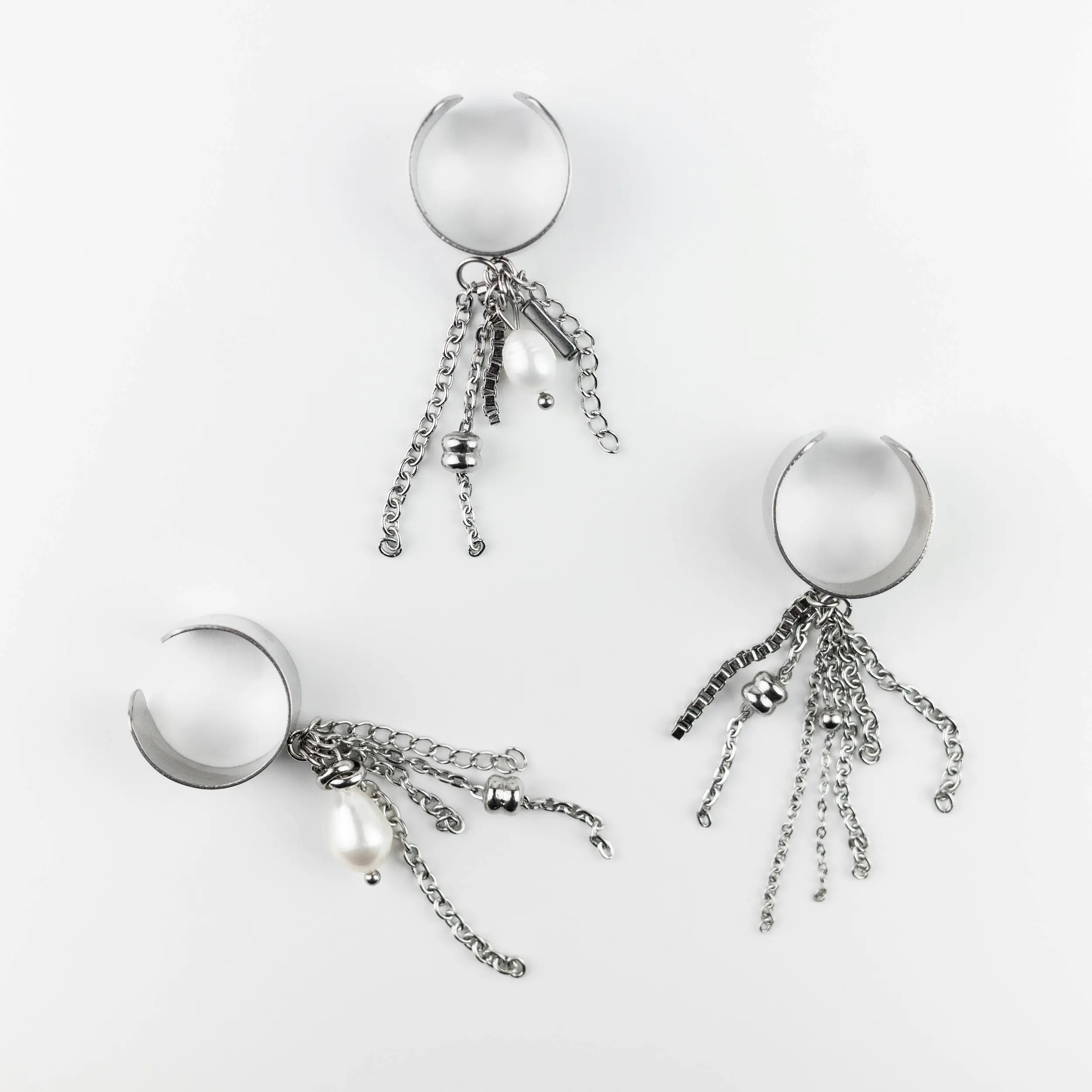 Pearl Drop & Chain Tassel Ring - Still Rain - Image 3